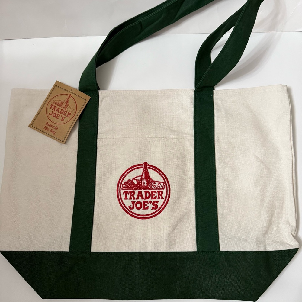 Trader Joe's Large Green Canvas Tote Bag